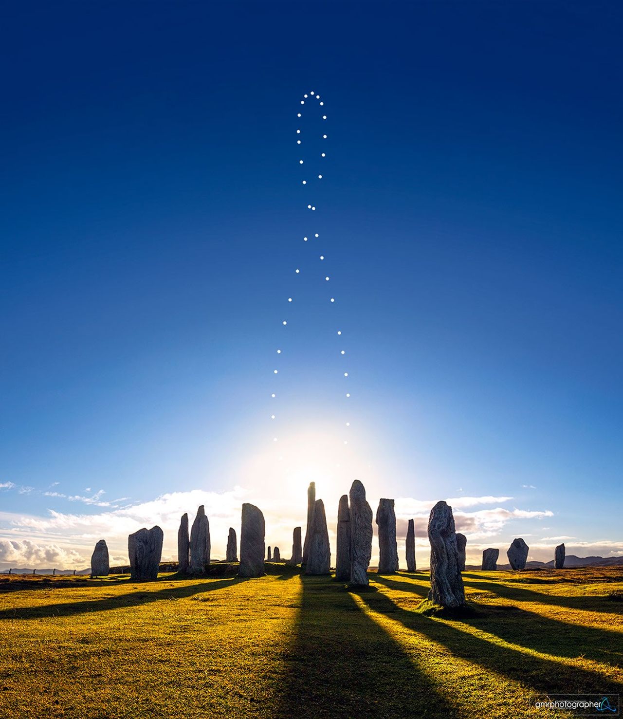 The featured image the Sun in many positions above
the Callanish stones. 
Please see the explanation for more detailed information.